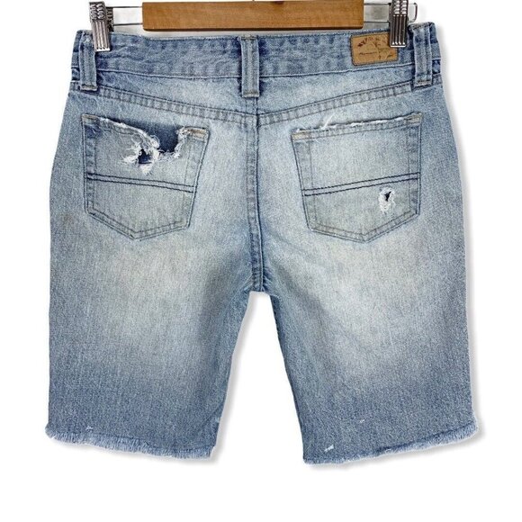 Hydraulic 7/8 Distressed Jean Shorts Light Wash Denim Mid Length 10" Inseam - Picture 2 of 7